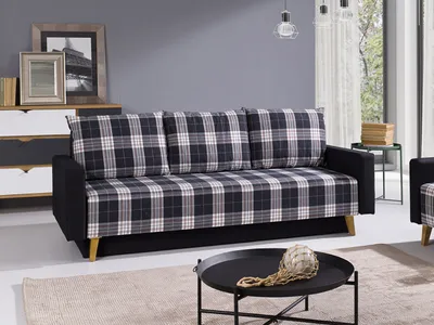 Produktbild von MIRJAN24 Schlafsofa Memone, Wohnzimmer Polstersofa, Stilvoll Sofa mit Schlaffunktion und Bettkasten (Farbe: Gomez 12 + Lobox 05)