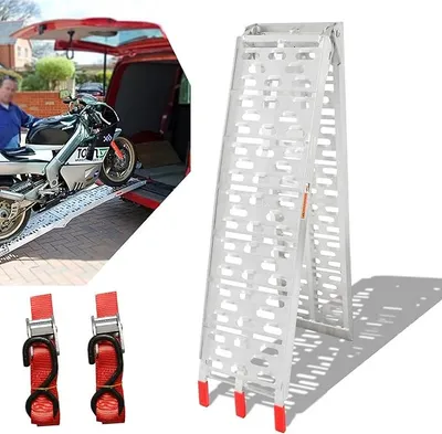 Image de 1 rampe d'accès, rampe de chargement pliante, rail de chargement antidérapant, rampes d'accès de 340 kg, rampe de chargement pour voitures, rampe pour motos, rails de chargement en aluminium pour voitures