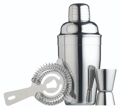 Cocktailset mit Rezeptbuch, Edelstahl, 3-teilig, Geschenkverpackung