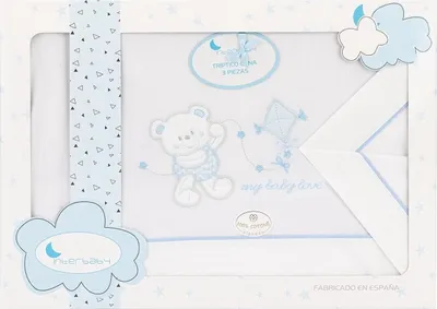 Image de Interbaby Parure de lit Mon bébé amour 106 x 82 cm bleu 3-pièces