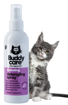 Produktbild von Buddycare Entwirrungsspray für Katzen – Effektiver Katzenfellentferner und Entwirrungsspray zur Förderung eines gesunden Fells, entfernt leicht verfilztes Haar für ein glattes und glänzendes Fell