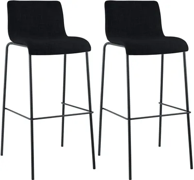 Produktbild von CLP 2er Set Barhocker Hover stapelbar Stoffbezüge Vierfußgestelle bis 150 kg | Farbe schwarz Gestell Farbe schwarz