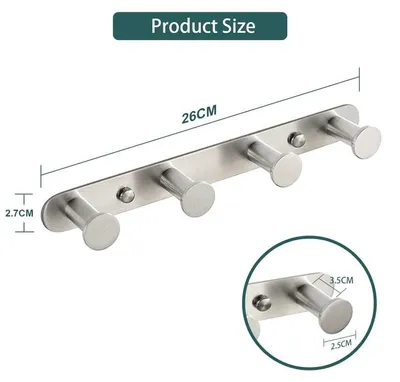 Produktbild von Wandhaken, robuste Handtuchhaken aus Edelstahl, zum Schrauben an der Tür, Türhaken 26 cm