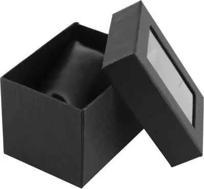 Produktbild von Uhrenbox, Pappe, schwarz, mit Sichtfenster, 10 x 7,5 x 7 cm