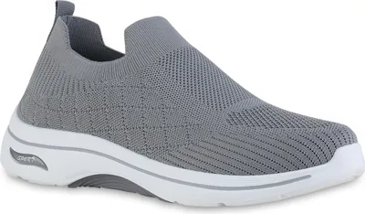 Produktbild von VAN HILL Herren Slip Ons Sportschuhe Sportliche Strick Profil-Sohle Schuhe 841620, Farbe: Grau, Größe: 44