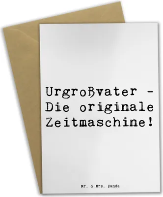 Produktbild von Mr. & Mrs. Panda Grußkarte Spruch Urgroßvater Zeitmaschine - Weiß - Geschenk, Dankeschön, Geschichte, babykarte, Ahnen, weihnachtskarten, Nostalgie, Familie, osterkarten