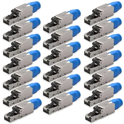 Produktbild von NEXMEX 20x Netzwerkstecker Cat 8 CAT8.1 RJ45 Stecker Werkzeuglos Metall 40Gbps