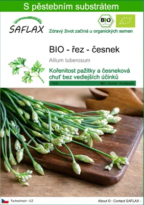 Obrázek produktu pro SAFLAX - BIO - řez - česnek - Allium tuberosum - 100 Semena - S pěstebním substrátem bez klíčků
