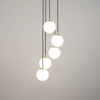 Immagine prodotto di Lampada a sospensione Piano in bianco e nero e ottone, 5xG9x12W, vetro, dimensioni: 120x20x20 cm, IP20, Sigma Lighting