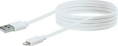 Produktbild von Schwaiger USB Kabel 2.0 Apple Lightning 2,0m Flachkabel weiß