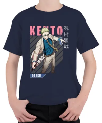 Immagine prodotto di Jujutsu Kaisen Keito 呪術廻戦 - T-shirt unisex per bambini in stile anime, con occhiali, regalo per otaku, blu navy, taglia 152