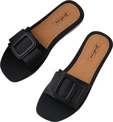 Produktbild von Damen Pantoletten Slipper Badeschuhe Badelatschen Hausschuhe Schwarz Gr.36/37