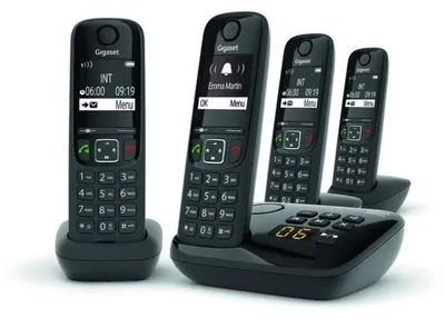 Obrázok produktu pre Gigaset AS690A Quattro, Analógový / DECT telefón, Bezdrôtový handset, 100 položky, Čierna