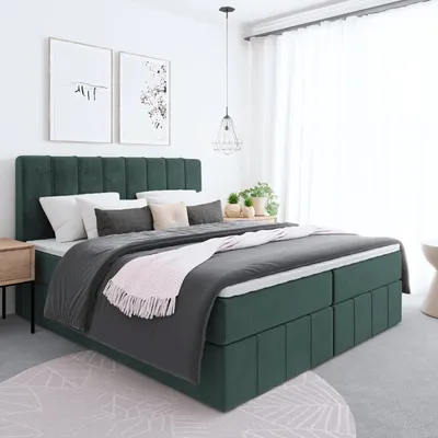 Produktbild von Bett, Boxspringbett MEGII mit Bonnel-Matraze, Bettkästen,TOPPER T25, Doppelbett, Stauraum, Federkern, 120cm (Grün - ITAKA 10)