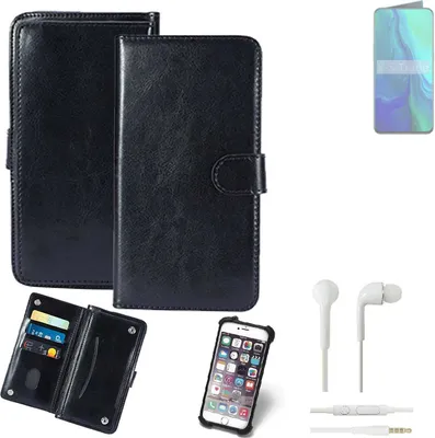 Produktbild von K-S-Trade 360° Hülle kompatibel mit Oppo Reno inkl. Headphones schwarz Kunstleder Case BookCase WalletCase Kunstlederederhülle Handyhülle,