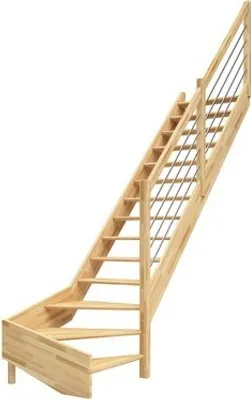 Produktbild von Pertura Wangentreppe Elenie Buche Leimholz Ohne Setzstufen Seitenwange buche 1/4-gewendelt unten rechts 83,5 cm 16 Stufe