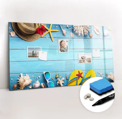 Produktbild von Magnetpinnwand Memoboard - Zubehörsatz - Schwarzer Marker + Schwamm + Magnete - 120 x 60 cm - Strandzubehör
