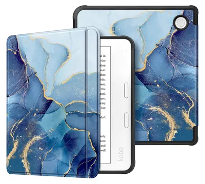 Produktbild von Fintie Hülle für Tolino Vision Color (2024)/Vision 6 (2021) & Kobo Libra Color (2024)/Libra 2 (2021) 7 Zoll eReader - Superleicht Soft TPU Schutzhülle mit Auto Schlaf/Wach, Blau Marmor