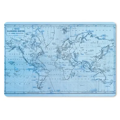 Produktbild von MuchoWow® Schreibtischunterlage Weltkarte - Blau - Linien 60x40 cm - XXL Mauspad - Großes Mauspad