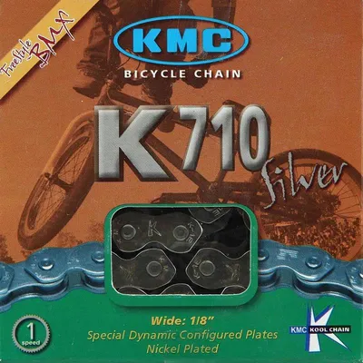 Obrázok produktu pre Reťaz KMC K1 WIDE 1/2x1/8", 100 článkov, strieborná/čierna, krabička, KMC, 303795