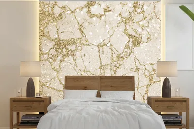 Produktbild von MuchoWow® Fototapete für Wohnzimmer oder Schlafzimmer Wandtapete Vinyl Motivtapete Marmor - Gold - Glitter - 300x300 cm - Wanddekoration