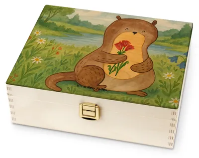 Produktbild von Mr. & Mrs. Panda Teebehälter Otter Blumenstrauß Design - Weiß - Geschenk, Tee Beutel Halter, Seeotter, für Paare, Teebeutel Aufbewahrung, Niedlich, Süß, See, Box