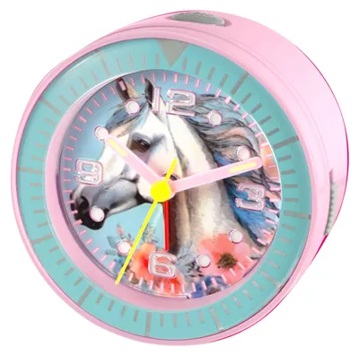 Produktbild von Kinder Wecker Rosa Analog mit LED-Beleuchtung weiß, Snooze-Funktion, AA-Batterie inkl., Kunststoffgehäuse, kompakt 96 x 75 mm