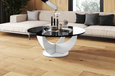 Produktbild von Design Couchtisch HRC-111 Hochglanz Wohnzimmertisch Highgloss Rund Tisch ⌀100 cm x 45 cm