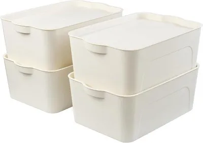 Image de Bac de rangement en plastique 15 L, empilable, blanc