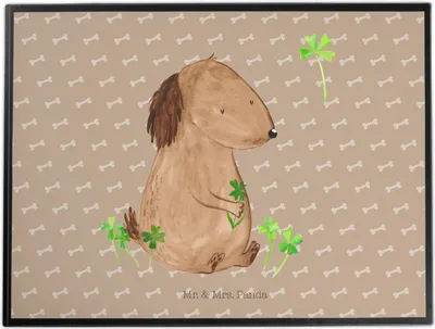 Produktbild von Mr. & Mrs. Panda schreibtischunterlage Hund Kleeblatt - Hundeglück - Geschenk, schreibtischauflagen, Glücksbringer, Niedlich, Viel Glück, Selbstliebe, tischauflage