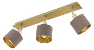 Image de EGLO Lampe de plafond Valbiano, plafonnier, spot de plafond en métal et textile, lampe de couloir en laiton brossé, nickel mat, cappuccino, or, E14