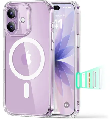Immagine prodotto di Custodia per iPhone 17 con controllo della fotocamera, compatibile con MagSafe, protezione militare, resistente agli urti, trasparente