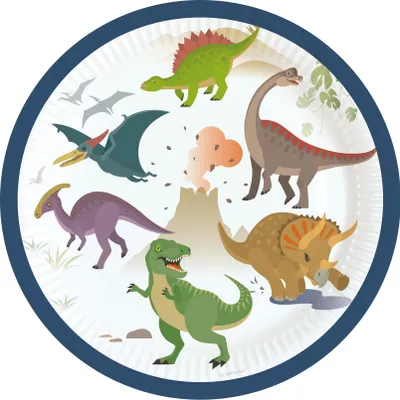 Produktbild von 8 Pappteller Dinosaurier klein 18 cm - Einheitsgröße