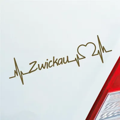 Produktbild von Auto Aufkleber Zwickau Herz Herzschlag 19x5 cm Gold Sticker Heckscheibenaufkleber