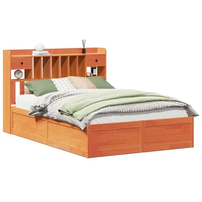 Produktbild von vidaXL Massivholzbett ohne Matratze Wachsbraun 160x200 Kiefernholz