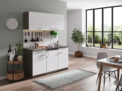Produktbild von Küche Küchenzeile Singleküche Eiche York Weiß Oliver  150 cm Respekta