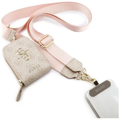 Obrázek produktu pro Univerzální kabelka Guess 4G Metal Logo Crossbody s popruhem na telefon - malá - šňůrka/popruh přes rameno s peněženkou na telefon (růžová)