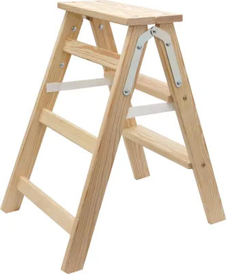 Produktbild von MultifunktionshockerTrittleiterHolzleiter klappbar mir breiten Sprossen