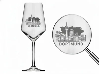 Produktbild von Weinglas Gravur Dortmund 350ml spülmaschinenfest und langlebig für jeden Anlass