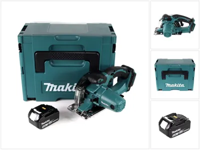 Image de Makita DCS 552 T1J Scie circulaire portative pour métaux 18 V sans fil 136 mm en Makpac + 1x batterie 5,0 Ah + lame de scie et lunettes de protection - sans chargeur
