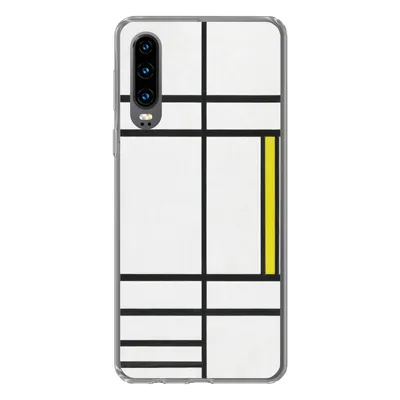 Produktbild von MuchoWow® Handyhülle Schutzhülle Hülle für Huawei P30 Komposition in Weiß, Rot und Gelb - Piet Mondrian Silikon Softcase Handy Hülle - Kartenbesitzer