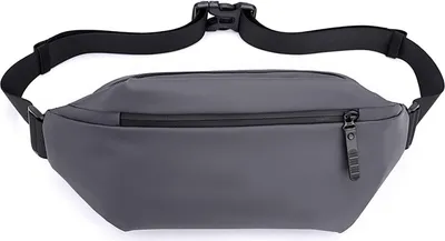Produktbild von Bauchtasche Herren Damen,Brusttasche Schultertasche Kunstleder Wasserdicht Gürteltasche mit Flaschenhalter Crossbody Bag für Camping Wandern Fitness Lauf Fahrrad Reise (Grau)