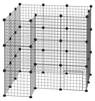 Zdjęcie produktu dla Klatka dla zwierząt, metalowa klatka dla małych zwierząt, klatka dla świnek morskich, kolor czarny | Modułowa, do samodzielnego montażu | 36 elementów siatki | 146 x 73 x 73 cm
