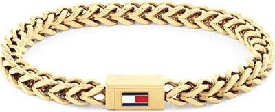 Immagine prodotto di Bracciale da uomo in acciaio inossidabile placcato oro con catena intrecciata - Tommy Hilfiger Modello: 2790648