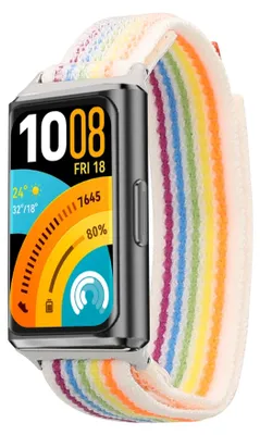 Produktbild von kwmobile Armband kompatibel mit Huawei Band 11 / Band 11 Pro - Nylon Fitnesstracker Sportarmband Band in Mehrfarbig - Innenmaße von