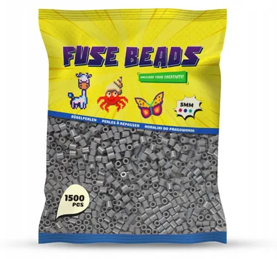 Zdjęcie produktu dla Koraliki do prasowania szare 1500 szt. Midi 5 mm – prasowanki Benny Beads, koraliki termiczne do pixel art i rękodzieła