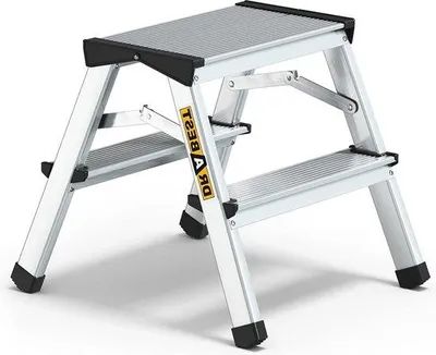 Obrázok produktu pre 2-stupňový hliníkový obojstranný rebrík pre domácnosť s nosnosťou 125 kg - rebrík s pracovnou plošinou - multifunkčný rebrík - 2 stupne - 39x41x20cm