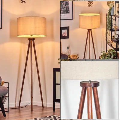 Produktbild von Bitonto Stehlampe aus Holz/Stoff in Dunkelbraun/Beige/Weiß