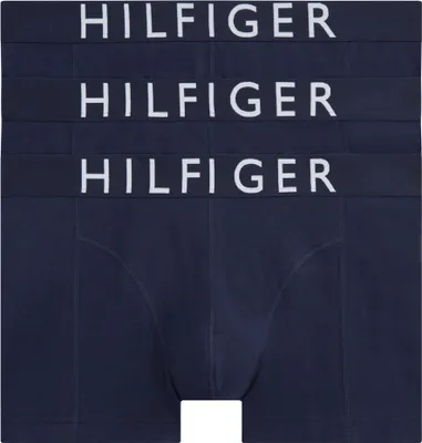 Produktbild von Tommy Hilfiger Herren 3er Pack Boxershorts Trunks mit Logobund, Blau (Ptch Blu/P