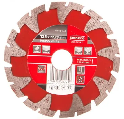 Imagen del producto de Disco de corte segmentado de diamante Rawlplug MN-78-133, de 125 mm, para hormigón y piedra, 1 unidad.